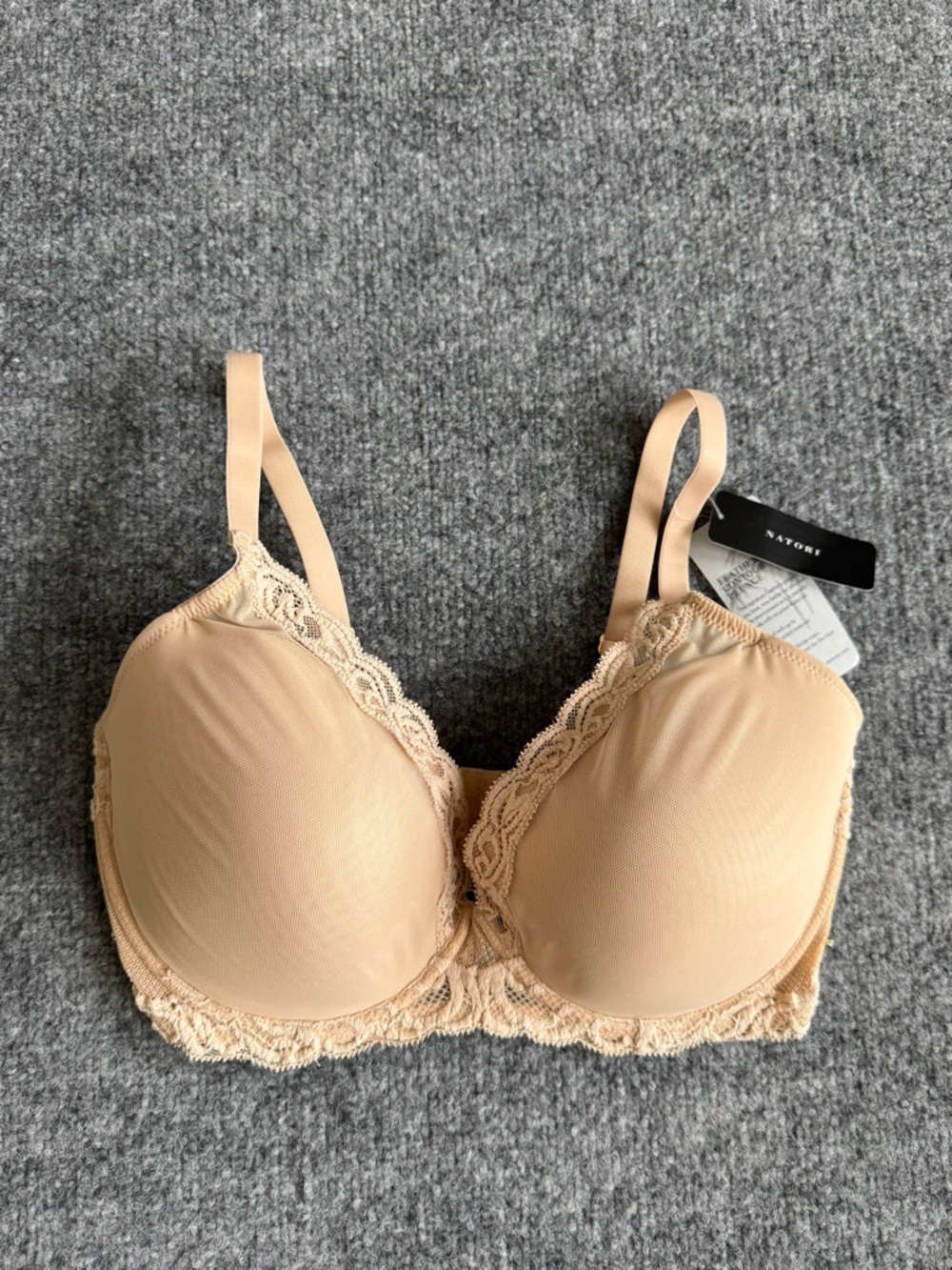 Natori Feathers Lace-Trim Seamless T-Shirt Bra Nude NEW Size 34G